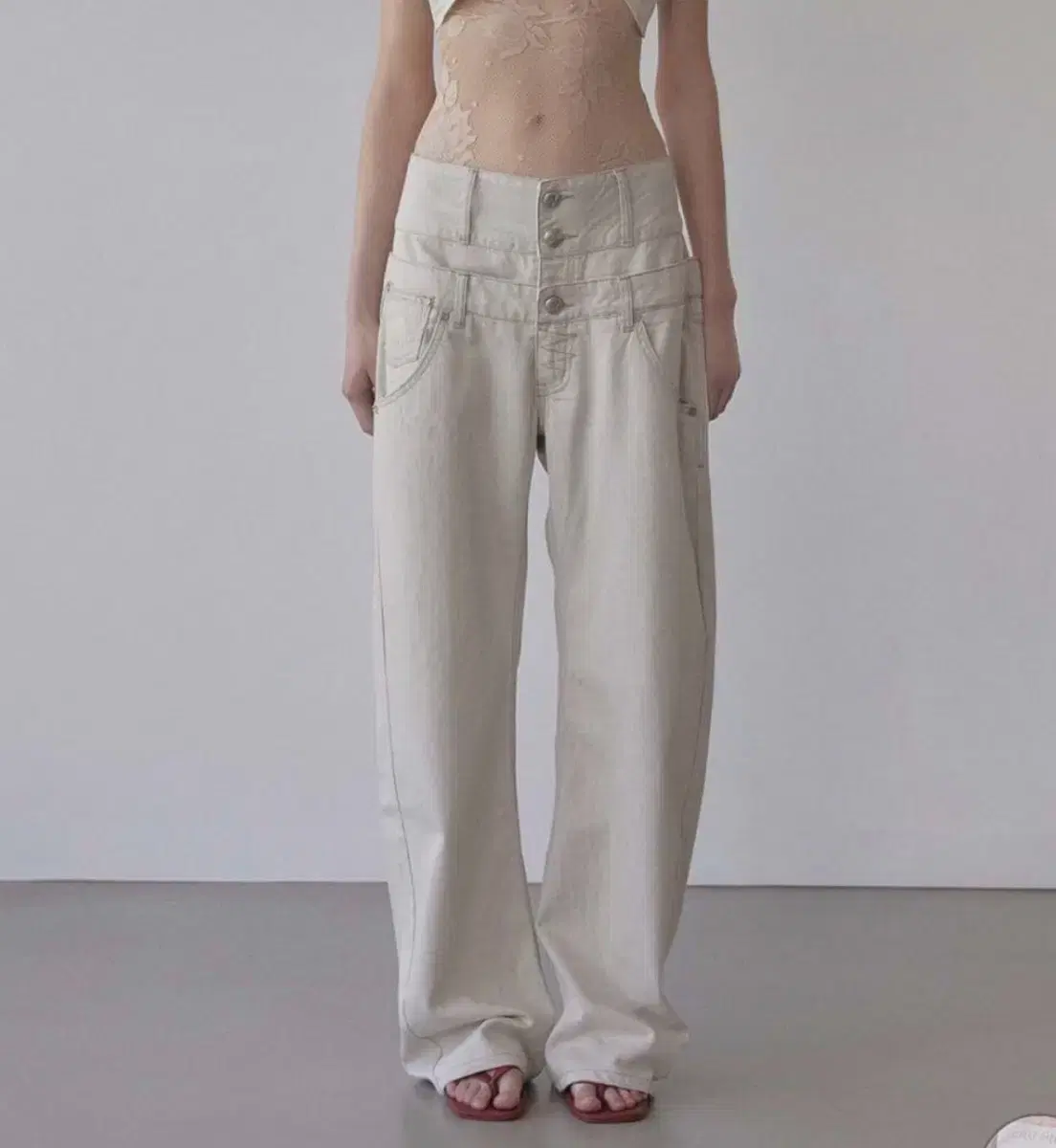 SCULPTOR | 스컬프터 Sculptor Beaded Layered Denim Pants Size